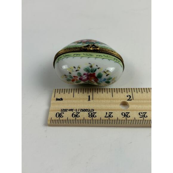 Rochard Limoges France Heart Trinket Box Hand Painted Floral Collectible - Picture 8 of 9